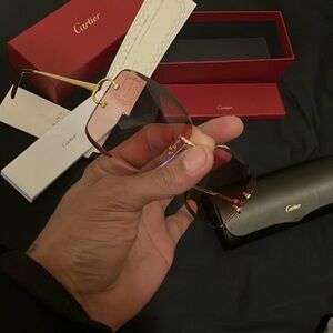 Cartier Gold and Brown Women's Sunglasses